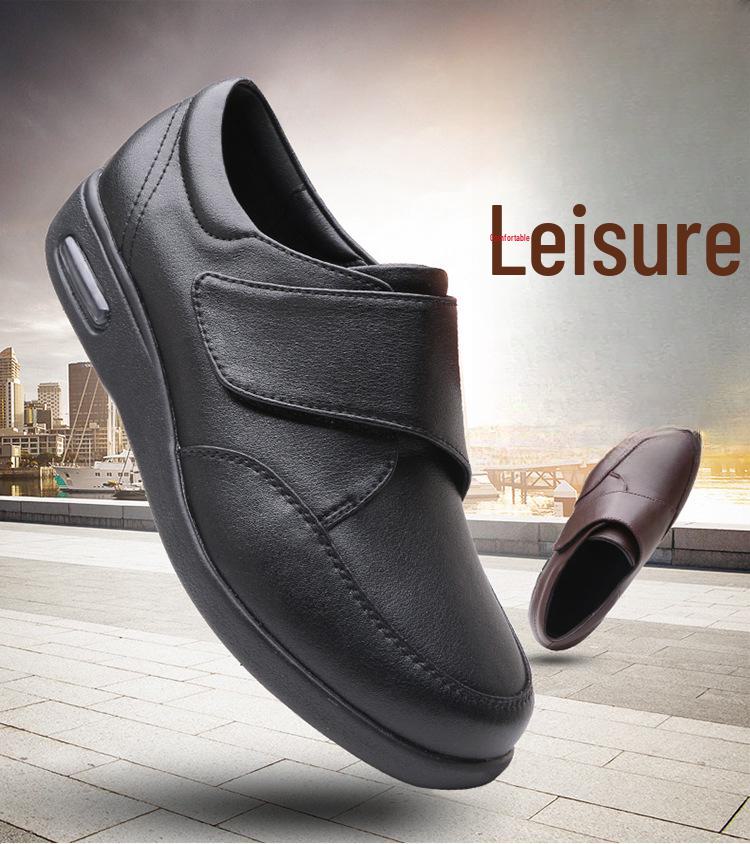 Youyun Men's Air Cushion Leather Shoes: Casual, Warm, and Easy-Fit Design for Middle-Aged and Elderly.