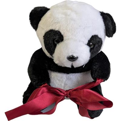 Q-FLA Pliušinis Panda su kaspinėliu, Minkštas gyvūnas, Pūkuotas, Puikiai tinka dovanoms ir šventėms, 757518