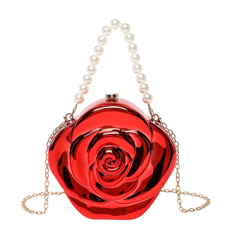 New Fashion Rose Evening Bag - European & American Stylish Box Bag with Coin & Lipstick Holder, Chain Crossbody.