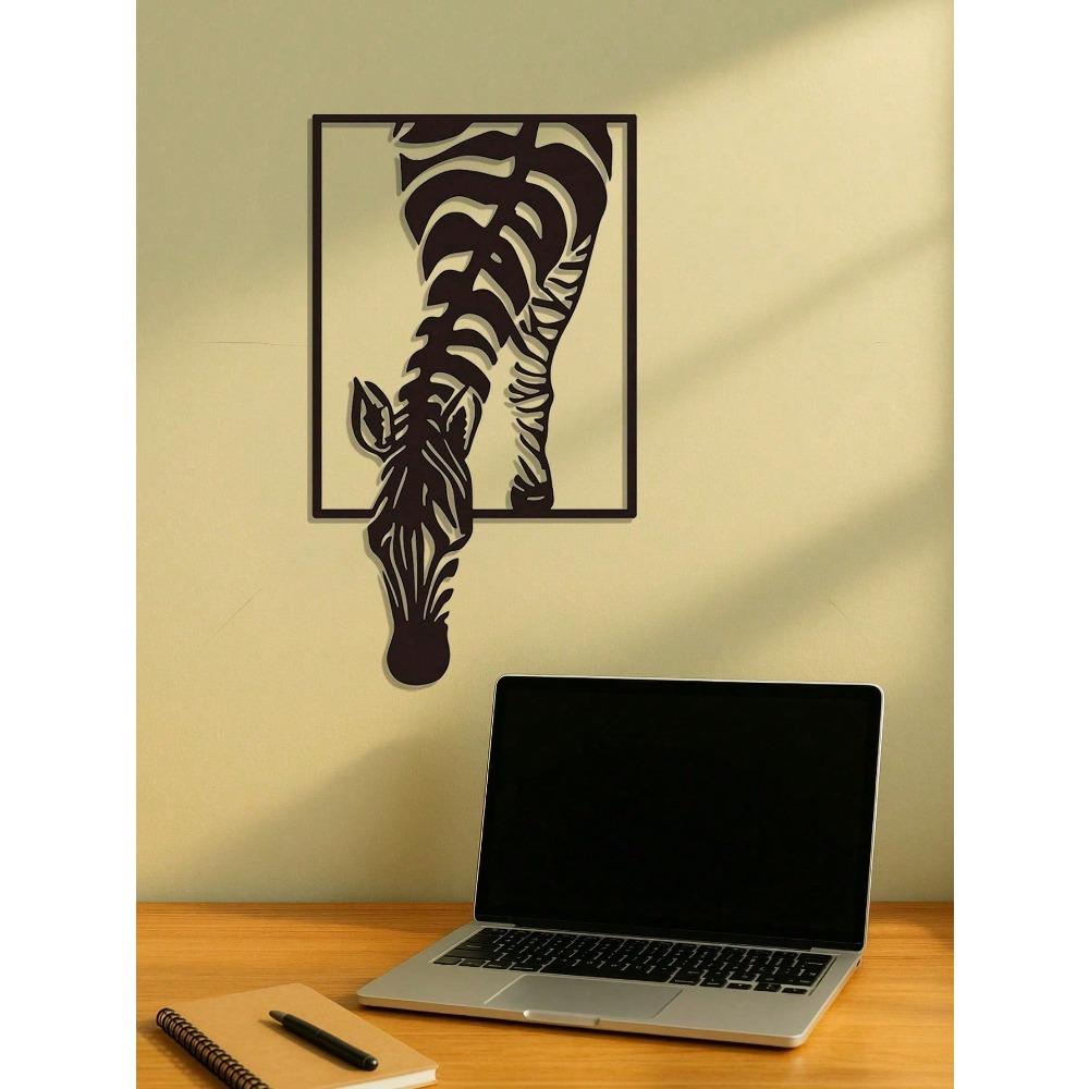 Sleek Zebra Metal Wall Art Modern Animal Sculpture for Farmhouse Boho Living Room Office Durable Indoor Outdoor Decor