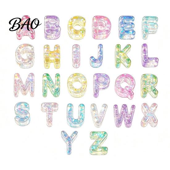 Decorative Beads for Team Building Activities 26Pcs A to Z Acrylic Alphabet Letter Beads, Chunky Large Educational Kids Spelling Colorful DIY