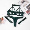 Sexy Purple Lingerie Set Hollow Out Bra Thong See Through Panties 4 Piece Erotic Underwear