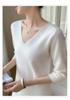 Women's Mid-length V-neck Cashmere Sweater Dress - Slim Fit, Medium Sleeves