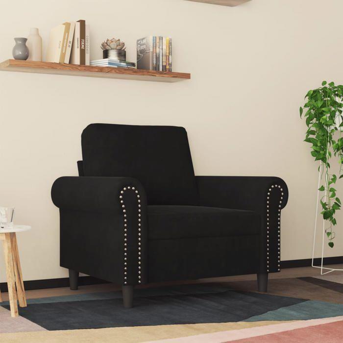 VidaXL Fauteuil, Siège avec Accoudoirs et Dossier Rembourrés, Canapé avec Coussin, Meuble de Salle de Séjour, Moderne, Noir 359514