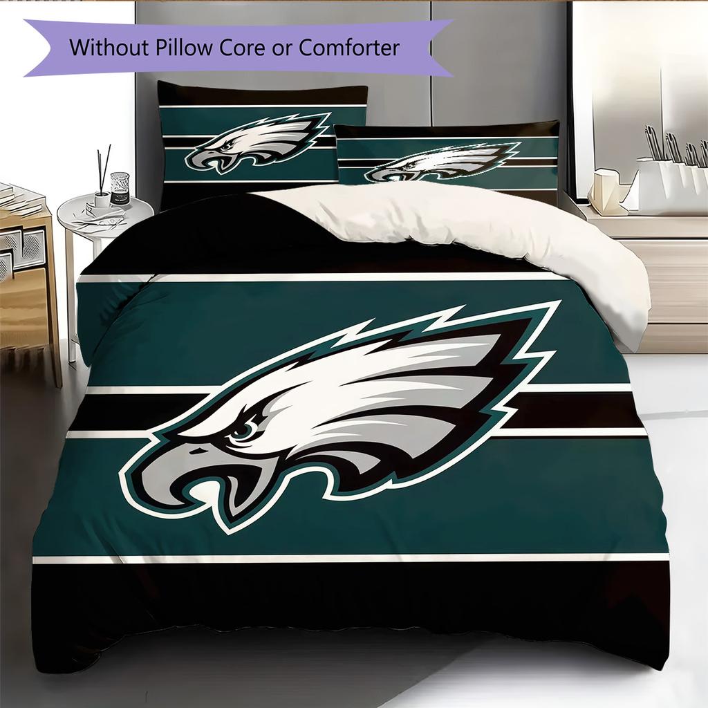 Philadelphia Eagles Pattern Bedding Quilt Set  Home Decoration  Gift (1 * duvet cover + 2 * pillowcase  without core)