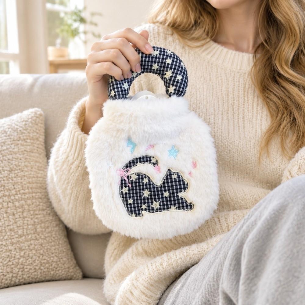 Plush Warm Water Bag Handheld Hot Water Bag Cute Water-filling Bottle Belly Warmer