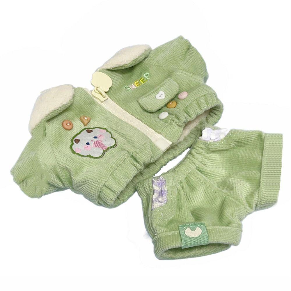 

Gift Replacement Outfit Playing House 20CM Doll Clothes Lapel Cotton Jacket Changing Dress Game Corduroy Coat Suit зелёный