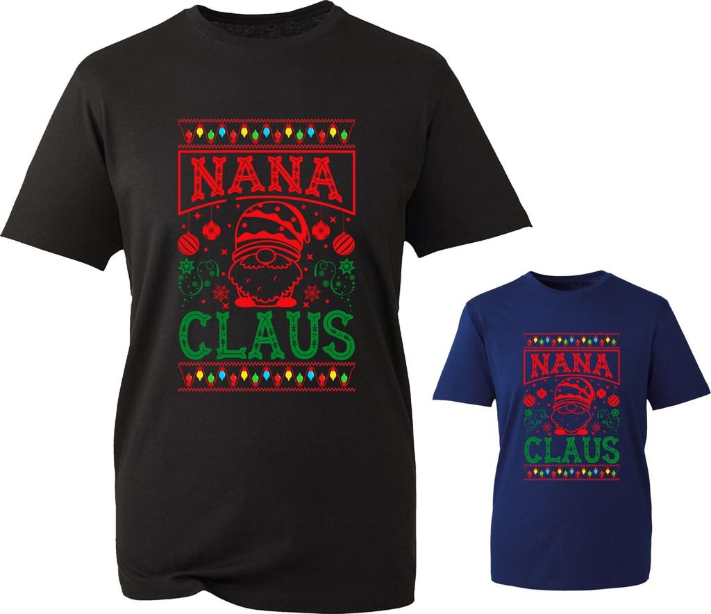 Nana Claus Merry Christmas Tshirt Santa Claus Celebrations Grand Mother Xmas Top