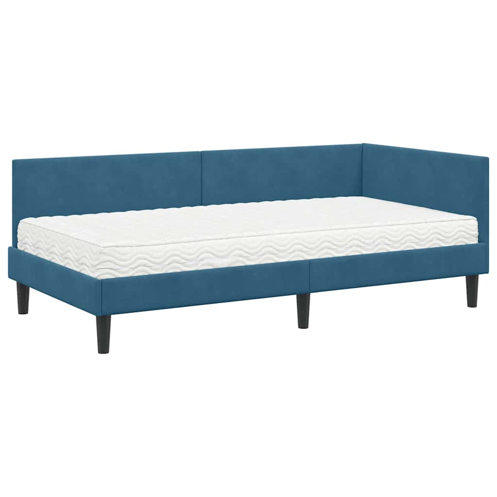 Corner Bed Frame with Mattress Other 2 Pcs Blue Velvet