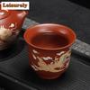 Handmade Red Clay Teacup Color Changing Purple Sand Cup Dragon Phoenix Tea Pairs Large Master Cup Dahongpa Tea Bowl Drinkware