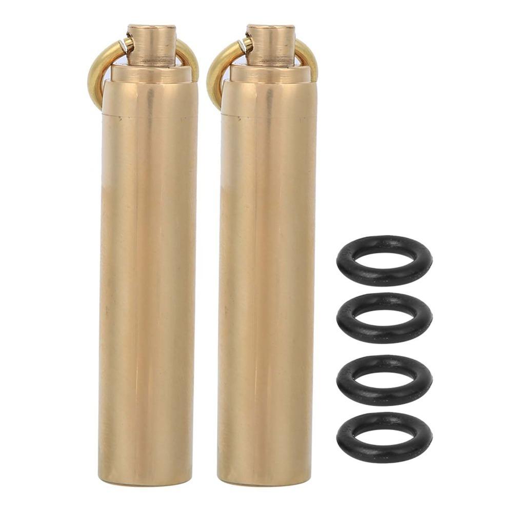 

2 Pcs With Rings Portable Container Case Brass Waterproof Container EDC Container Hiking Activities золотий