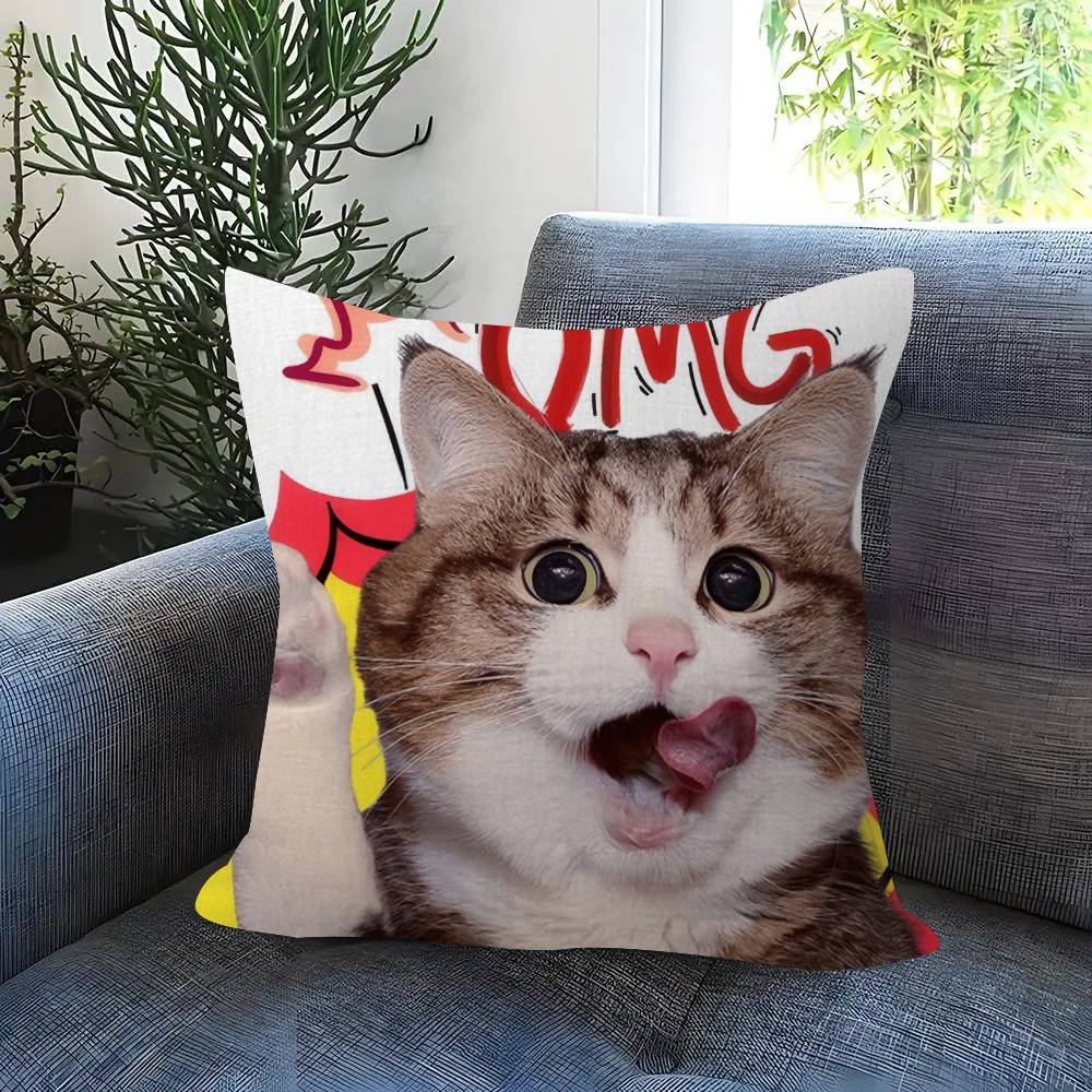 Cat Emoji Fun Art Pillow Covers Cartoon Sofa Decorative Home Doublesided Printing Short Plush Cute Cushion Cover