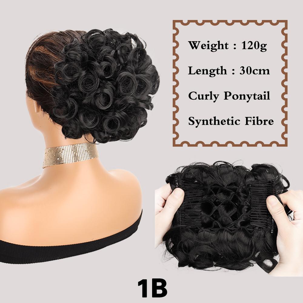 Synthetic Combs Messy Bun Hair Piece Curly Dish Hair Extension Thick Chignon Hairpiece Clip In Ponytail Scrunchies Hair Pieces For Women Wear