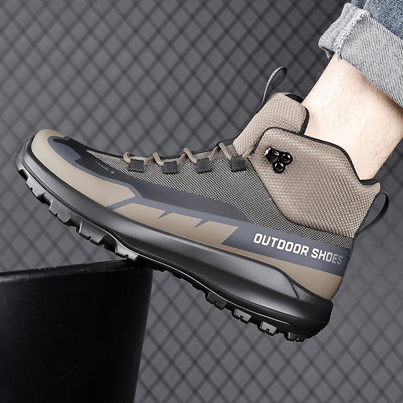 City outdoor high-top hiking shoes men's spring and autumn wear-resistant non-slip climbing shoes cushioning breathable professional hiking shoes men