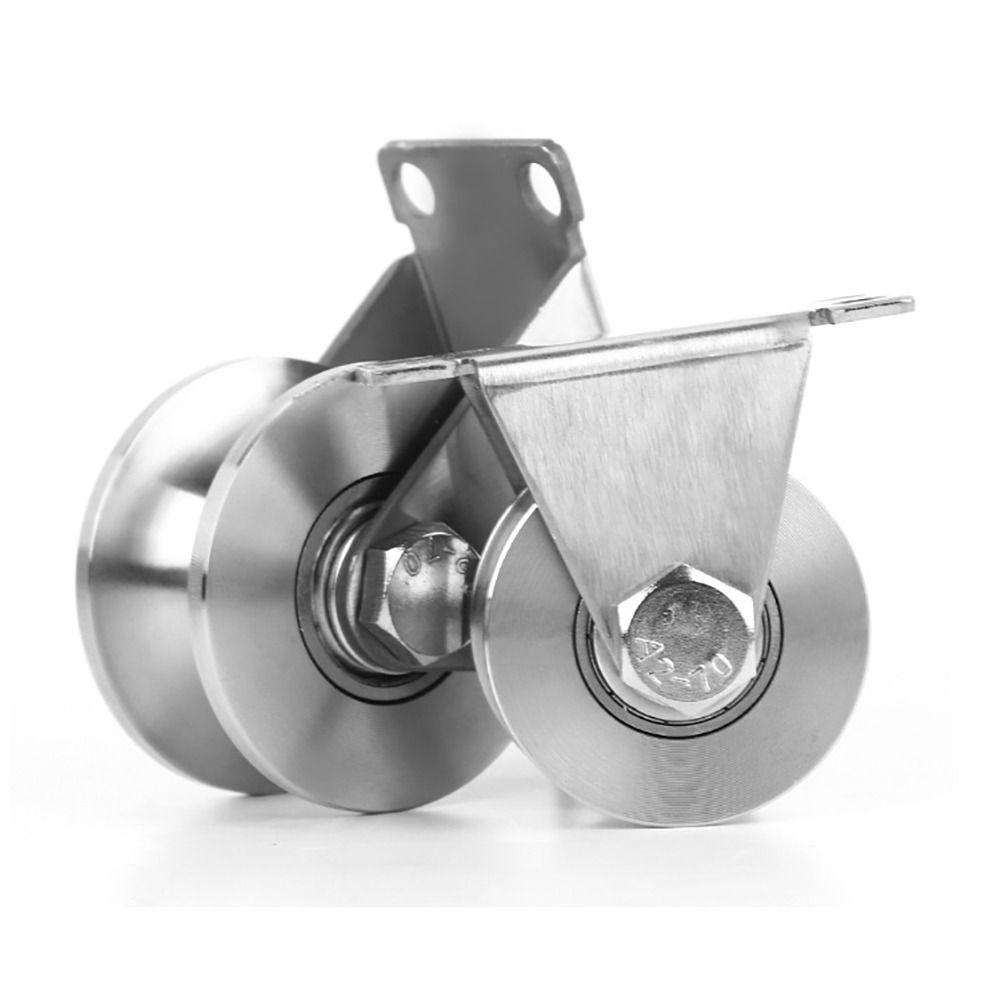 1Pcs Track Wheel Bearing Pulley 304/201 Stainless Steel U/V/H Shaped Sliding Door Rollers 48 Wheel Thickened Rigid Caster