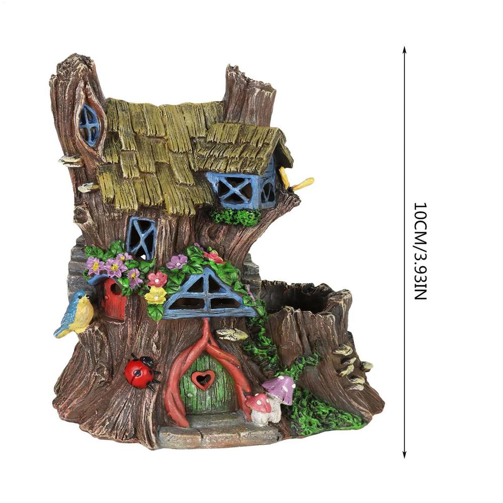 Miniature Fairy Gnome Door Figurines Wooden Art Sculpture Creative Garden Door Tree Statues Ornaments Home Window Decoration