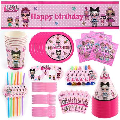 LOL Surprise Doll Party Set: Kids' Birthday Disposable Napkins, Cups, Plates, and Tableware
