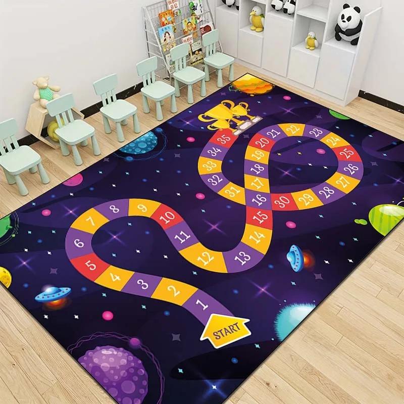 Snakes and Ladders Game Pattern Carpet Non-slip Home Living Room Sofa Area Rug Children's Early Education Institutions Floor Mat