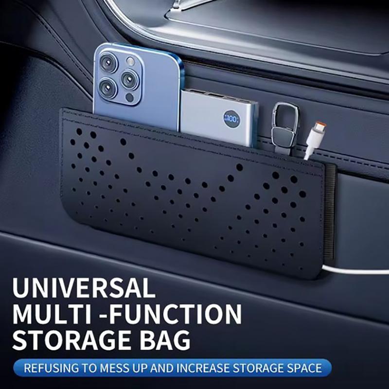 Car Net Storage Bag Car General Storage Box Multi-Functional Storage Bag Mobile Phone Bag Hanging Bag Paste Type as the picture