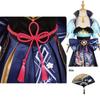 Costum Cosplay Kamisato Ayaka Genshin Impact Pentru Femei Cu Perucă Evantai Și Saboți