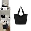 Large Capacity Minimalist Korean Style Solid Color Canvas Tote Bag For Women In Black And White