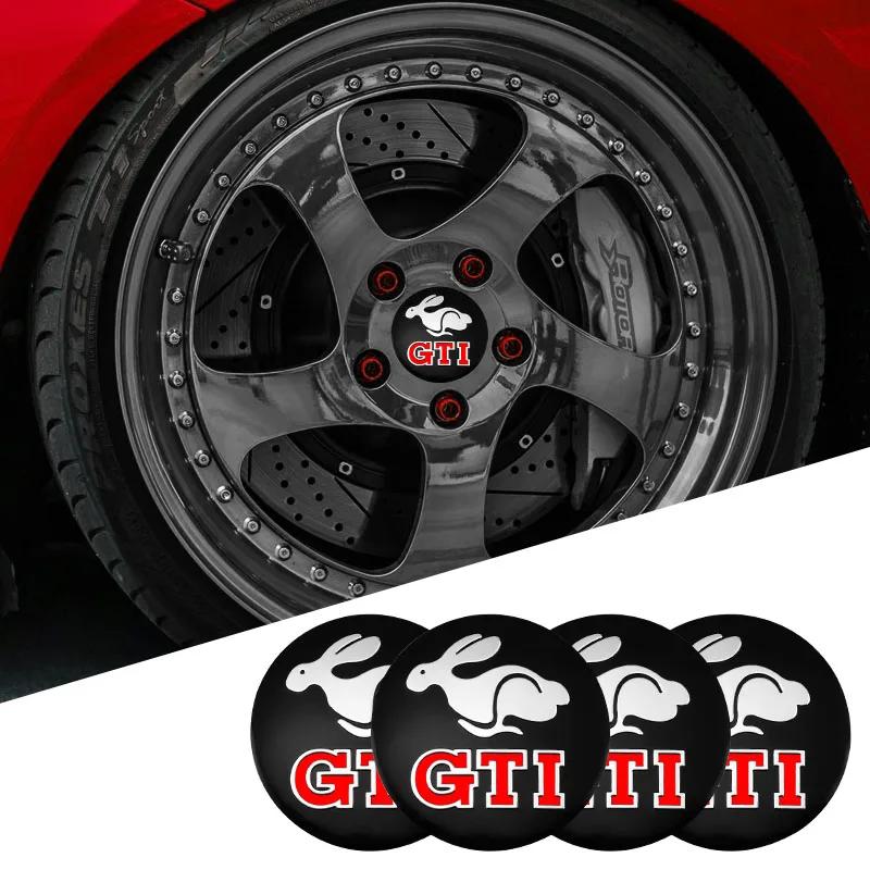 2025 Hot 4Pcs Car Wheel Hub Center Cap Metal Emblem Stickers For Volkswagen GTI R-Line R Polo T5 Golf Passat Scirocco Jetta Beet