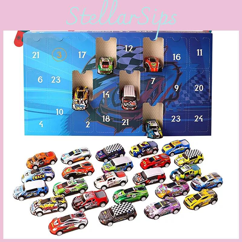 Advent Calendar Countdown Toy Cars Set For Kids Featuring 24 Unique Collectible Designs