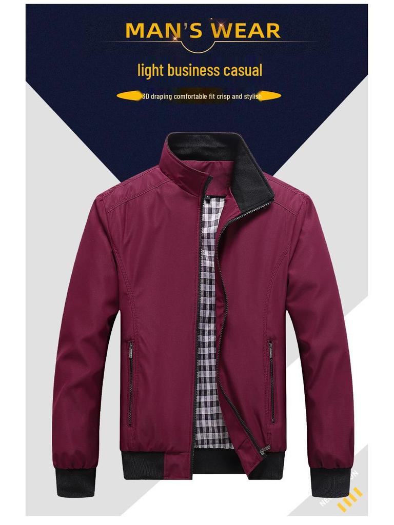 Męski płaszcz trenczowy na wiosnę i jesień: Casualowa kurtka o luźnym kroju ze stójką