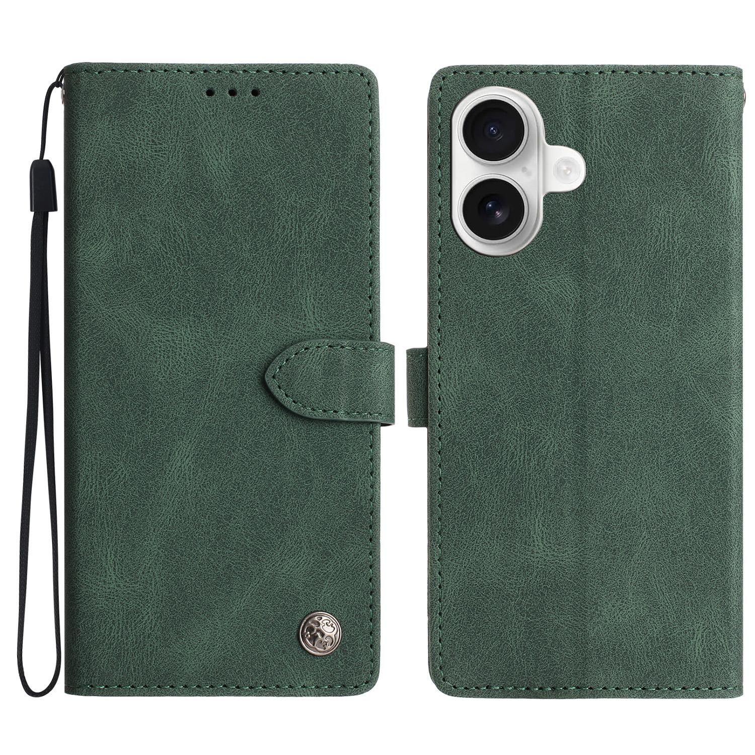 

Кожаный чехол для iPhone 16, однотонный чехол-кошелек для телефона Green