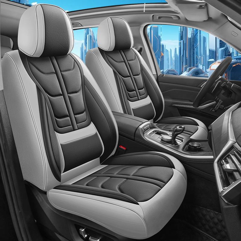 1pc Car Seat Covers  with Built-in Lumbar Support, Premium PU Perforated Leather, All-Season Universal Fit for Most Cars