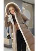 Korean Style Long Winter Cotton Coat with Large Fur Collar for Women – Thick, Loose, Over-Knee Design, Plus Sizes Available.
