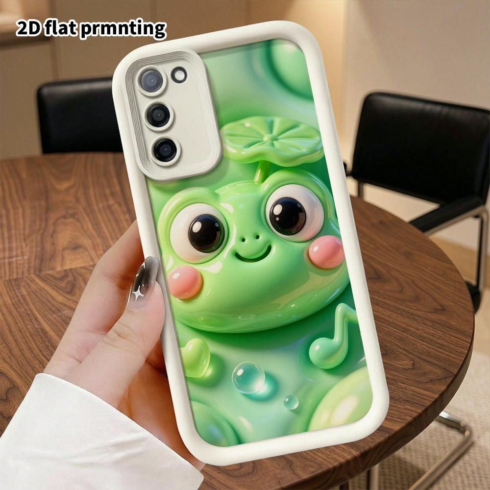 Phone Case: 2D Flat Design Suitable for Samsung Galaxy A34 A35 M05 M06 S20 S22 S21 FE Plus 5G Protective Case, Lotus Leaf Little Frog, Perfect Christm