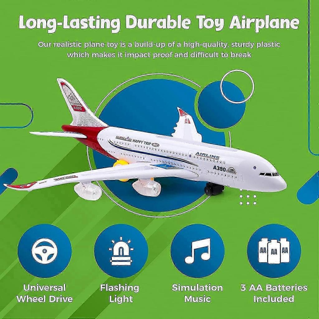 Giocattoli Aereo 2025 Per Bambini, Azione Bump And Go, Aereo Giocattolo per Bambini Piccoli Con Luci Lampeggianti LED e Suoni Per Bambini e Bambine dai 3 ai 12 Anni (airbus A380)