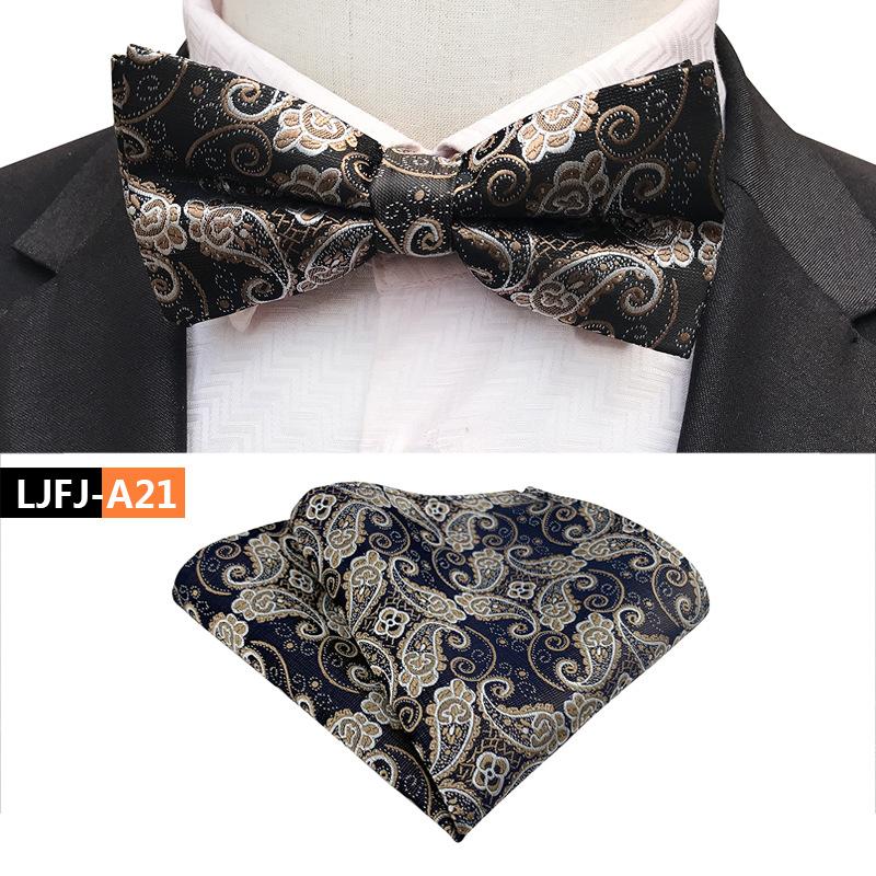 Set de papion cu buzunar și prosop la modă, papion de nuntă pentru mire și cavaler de onoare