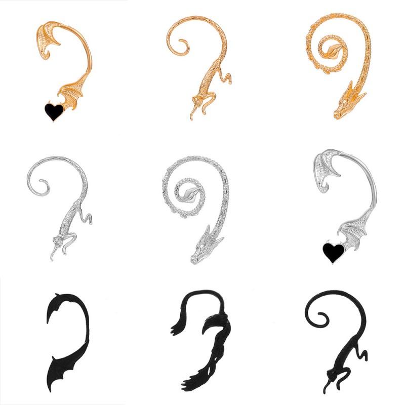 Steampunk Elf Dragon Ear Cuff Single Side Alloy Cat Bat Design Non-Piercing Bone Clip Women