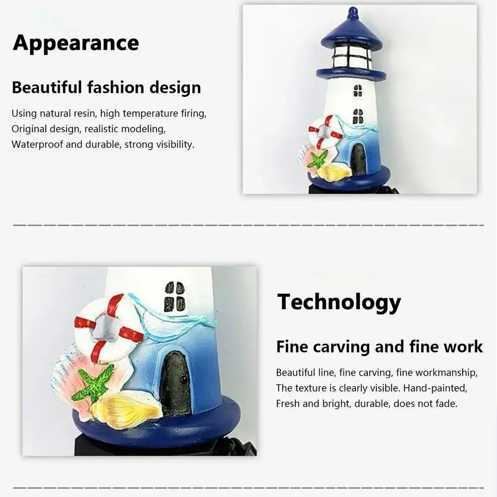 Waterproof Solar Lighthouse Solar Powered Resin Material Garden Light Luminous Effect Ground Insertion LED Solar Lawn Light