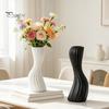 Unique Relief Pattern Vase Minimalist Twisted Vase, Modern Ribbed Flower Decorative Container, Creative Stylish Entrance Hall Decor Floral Arrangement
