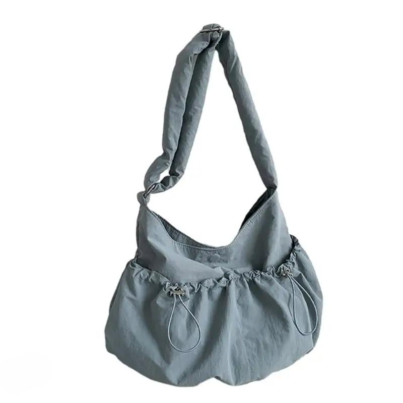 Plissierte Umhängetaschen Einfarbige Nylon-Schultertaschen