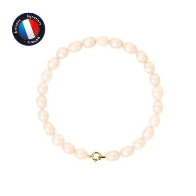 Armband - - Echte Zuchtperle 5-6 mm - 9 Karat Gelbgold - Naturrosa - AAA+