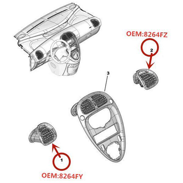 8264FY 2864FZ Air Vent Pair for Citroen Picasso Dashboard (Left & Right)