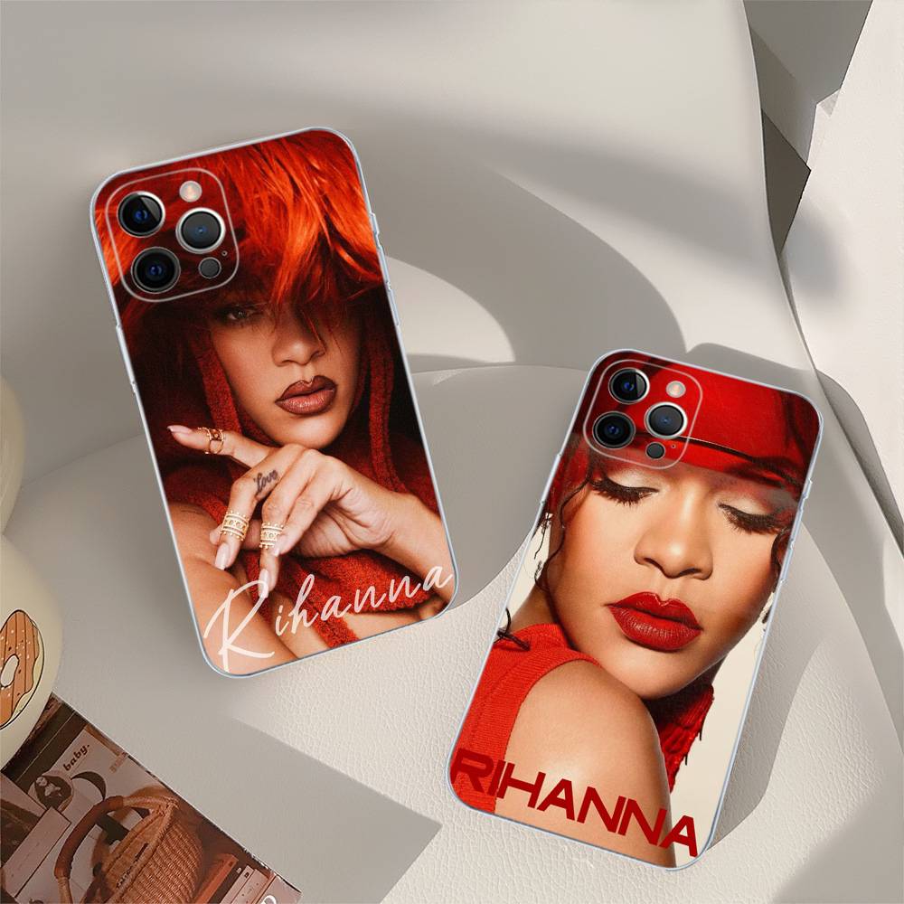 R-Rihanna Popular Singer Star Shockproof Silicone Clear Case for iPhone 17 16 15 14 13 12 11 Mini Pro Max Plus Cover