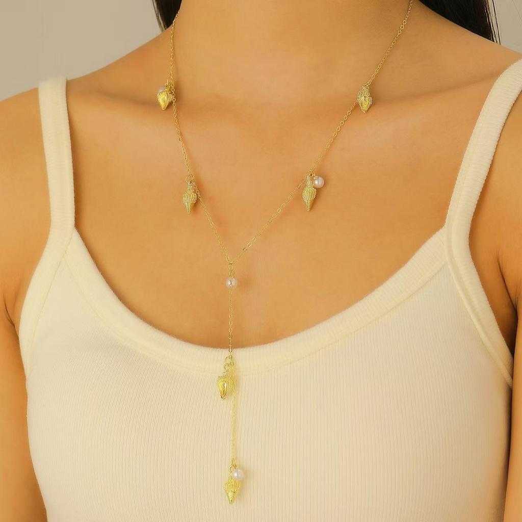 Set Collana e Bracciale Estivo Bohemien con Stella Marina, Conchiglia e Perle