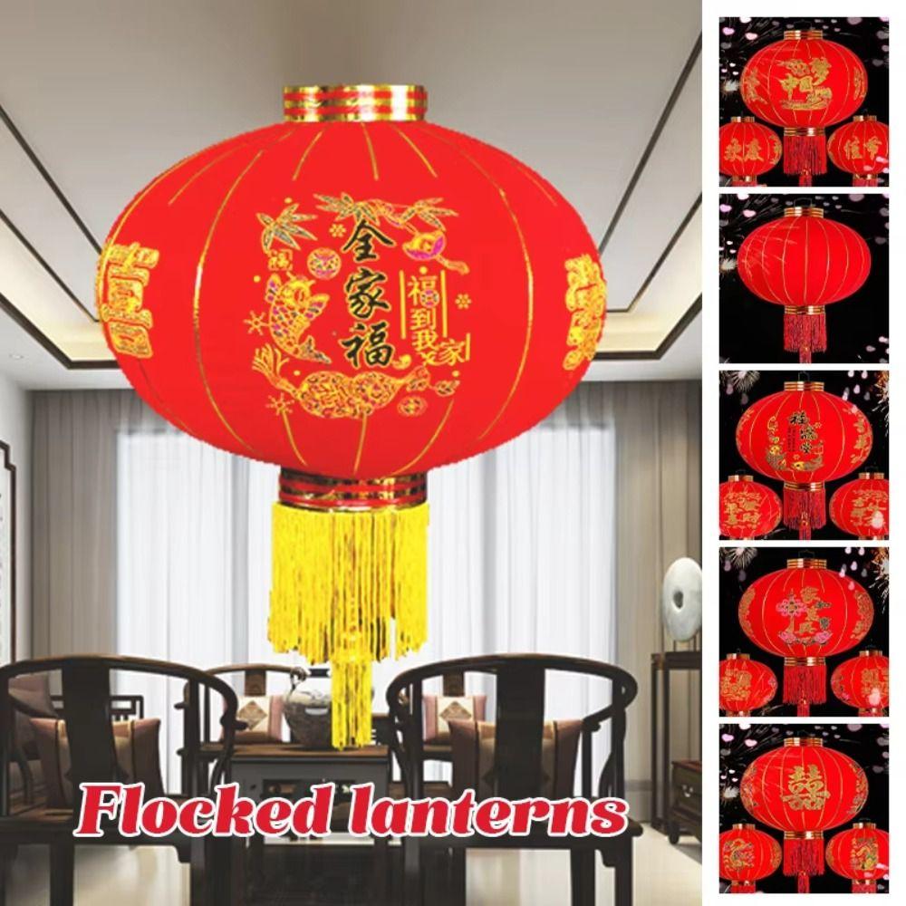 Rote Chinesische Laterne mit Quaste Cartoon Jahr des Pferdes Laterne Hängende Ornamente Beflockte Chinesische Neujahrs Laterne