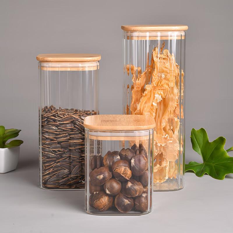 ZISIZ Bamboo Lid Glass Storage Jar