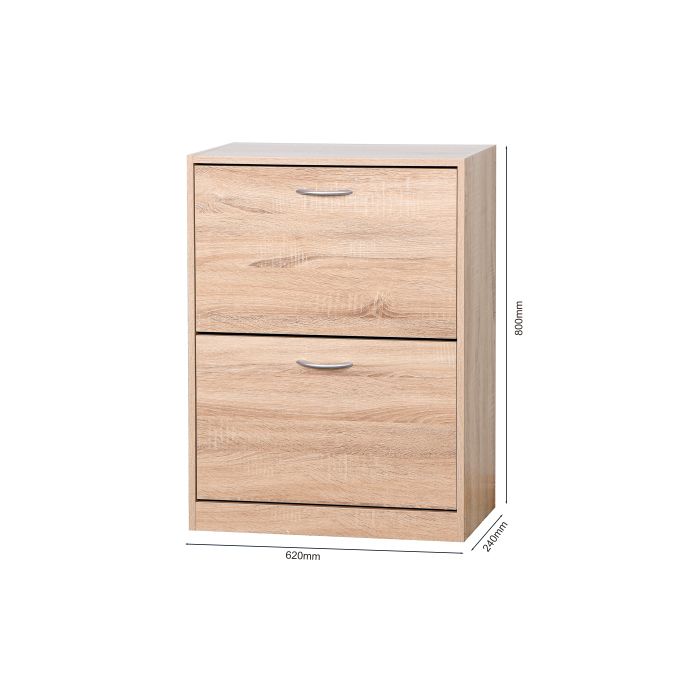 Armoire à chaussures en bois pour l'entrée, armoire à chaussures vintage avec veinage du bois et 2 portes battantes