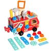 Educational Toy Fire Truck Pretend Play As Carpenter Assembly Disassembly DIY Tool Set Vehicle Wooden Puzzle Building Blocks Shape Matching Suitable