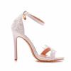 Sexy Ankle Strap Sandals Women Party Lace Decoration PU 11CM Thin Heels Buckle Strap Narrow Band Dress Women's Shoes White