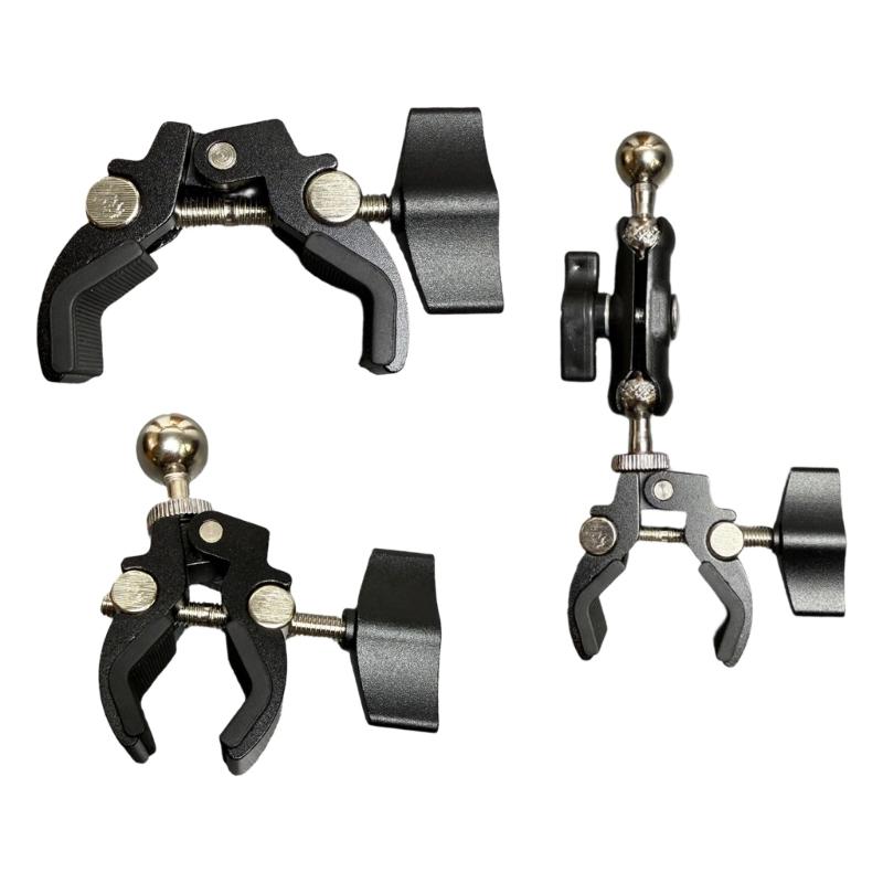 Aluminum Clamp With Double Ball Head Clamp 1/4inch Threaded Video Mount for Action Camera Monitor LED Light Accessories