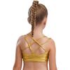 Girls Gymnastics Dance Camisole Crisscross Strappy Back Metallic Crop Top