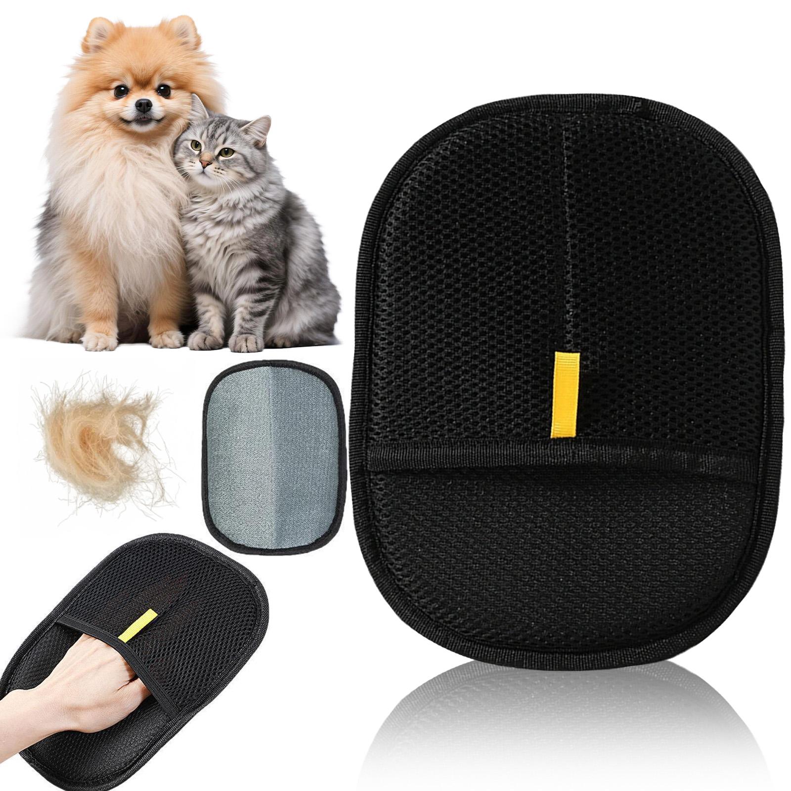 

Перчатки для ухода за домашними животными, 2 шт., 2 размера в комплекте, Мягкая перчатка-щетка для удаления подшерстка, Мягкий массажный инструмент для собак и всех животных One Size чёрный